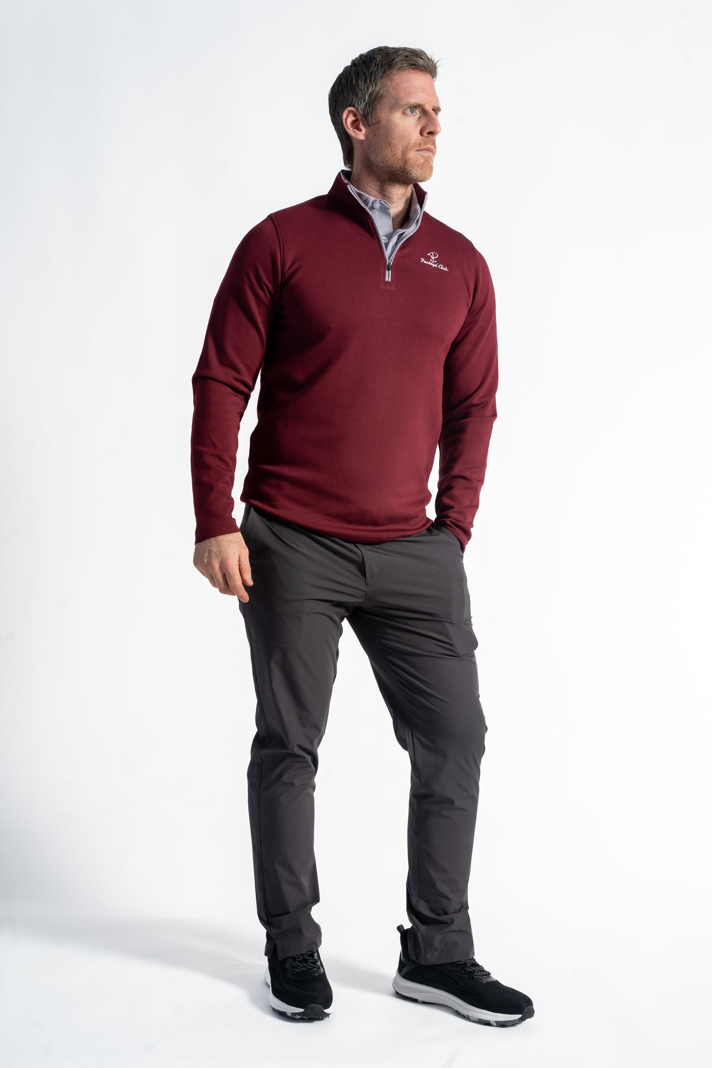 Merit Burgundy Pullover Grey Trim