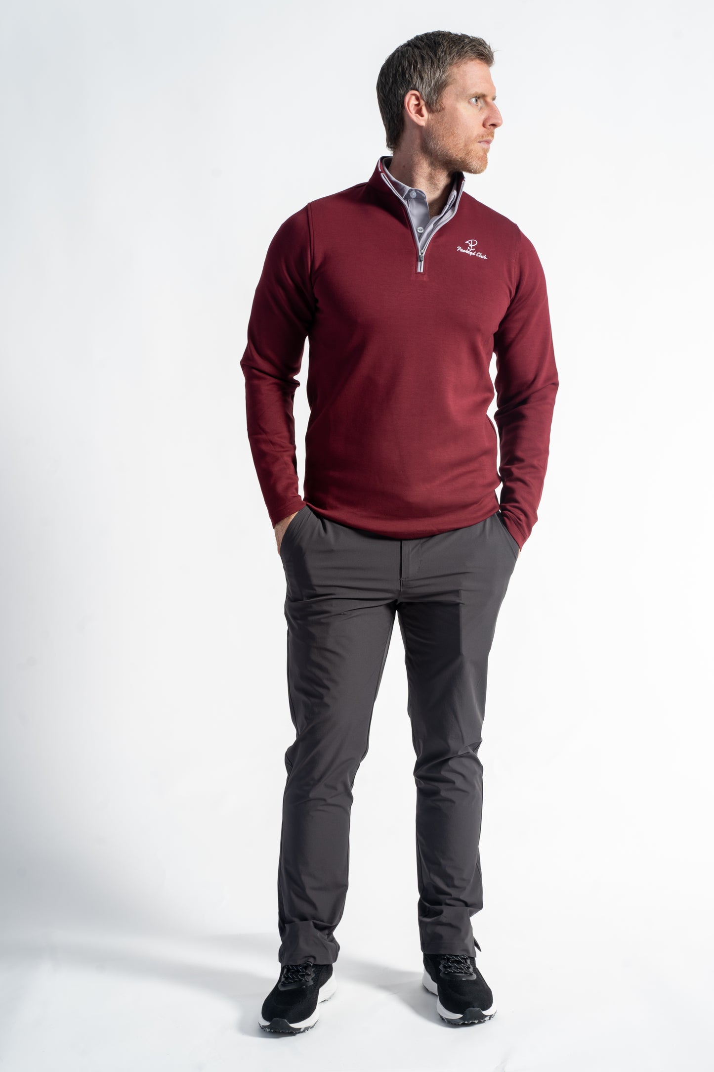 Merit Burgundy Pullover Grey Trim