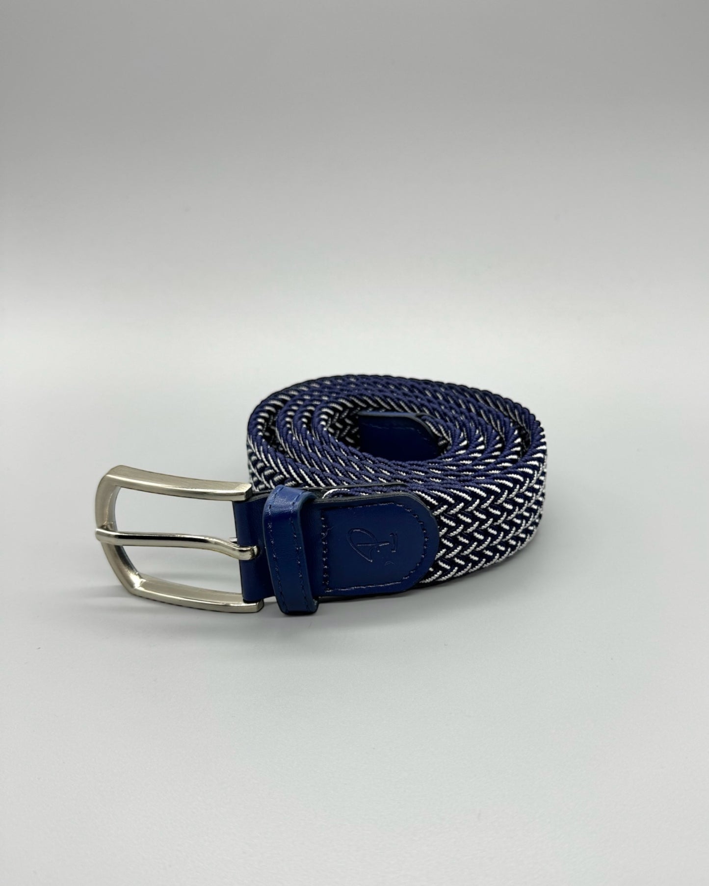 White/Navy Stretch Belt