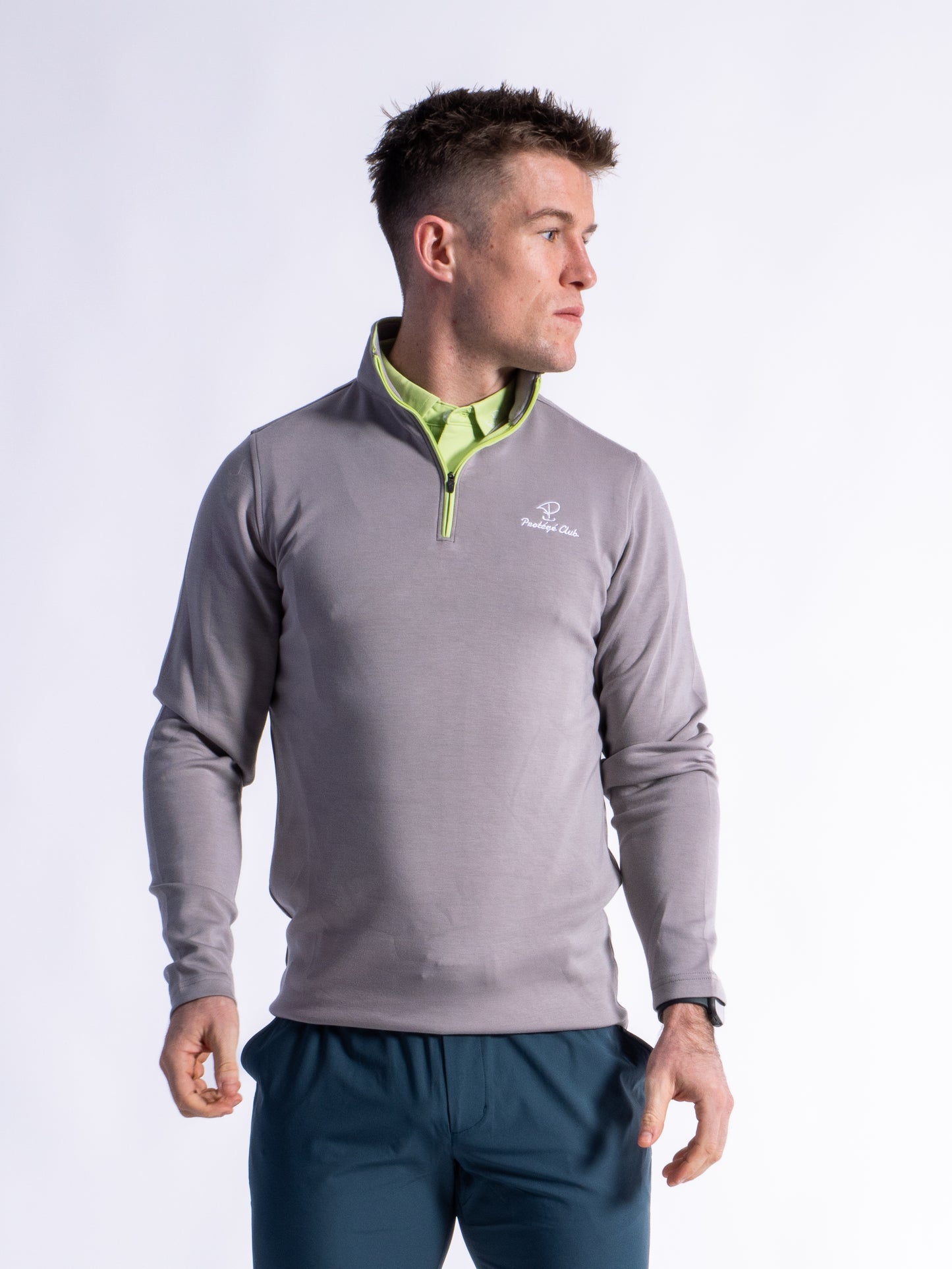 Merit Grey Pullover Green Trim