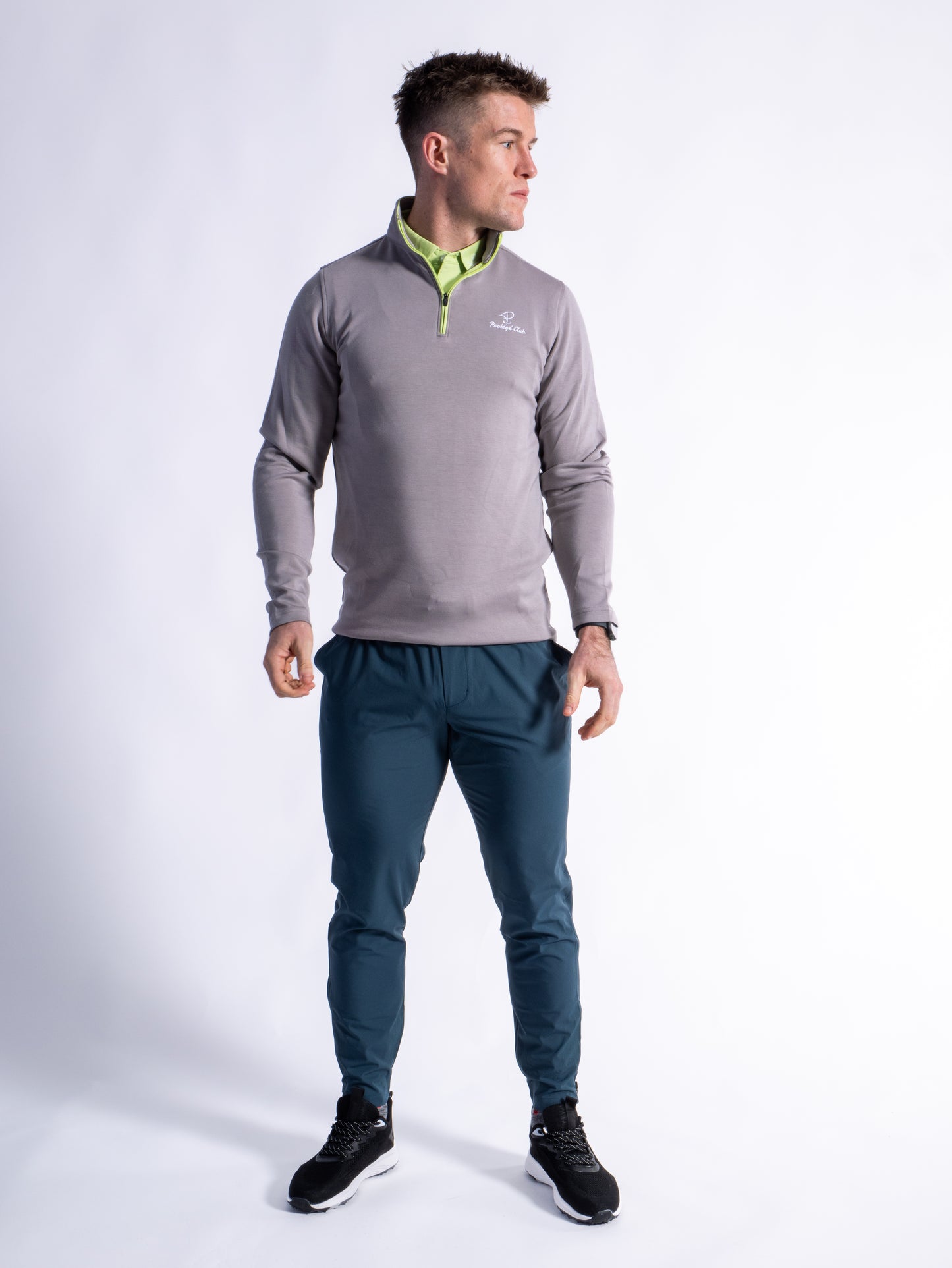 Merit Grey Pullover Green Trim