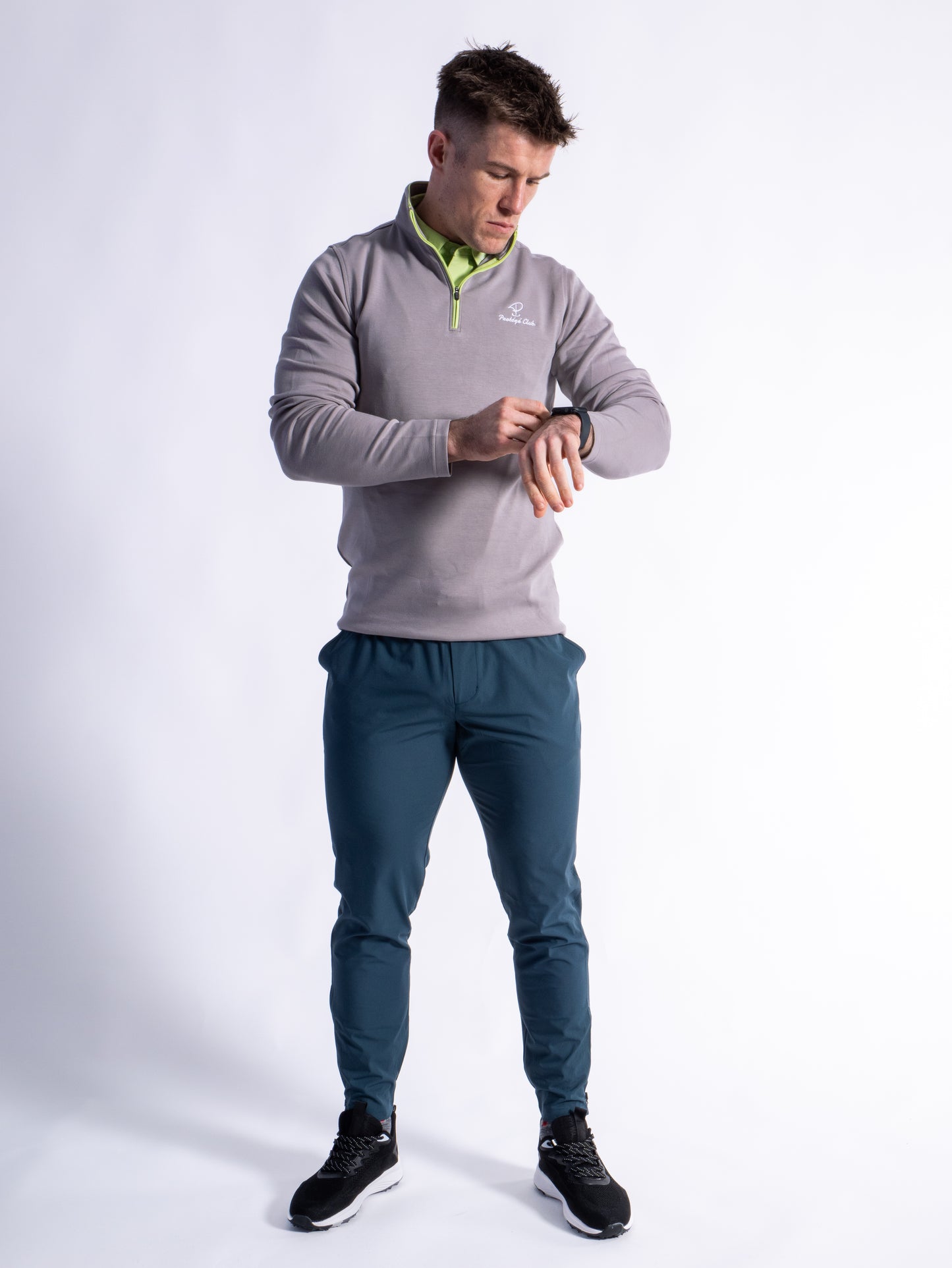 Merit Grey Pullover Green Trim